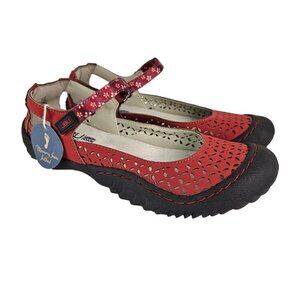 NWT JBU by Jambu Palm Red Vegan Leather Laser Cut Mary Jane Comfort Shoe 6.5